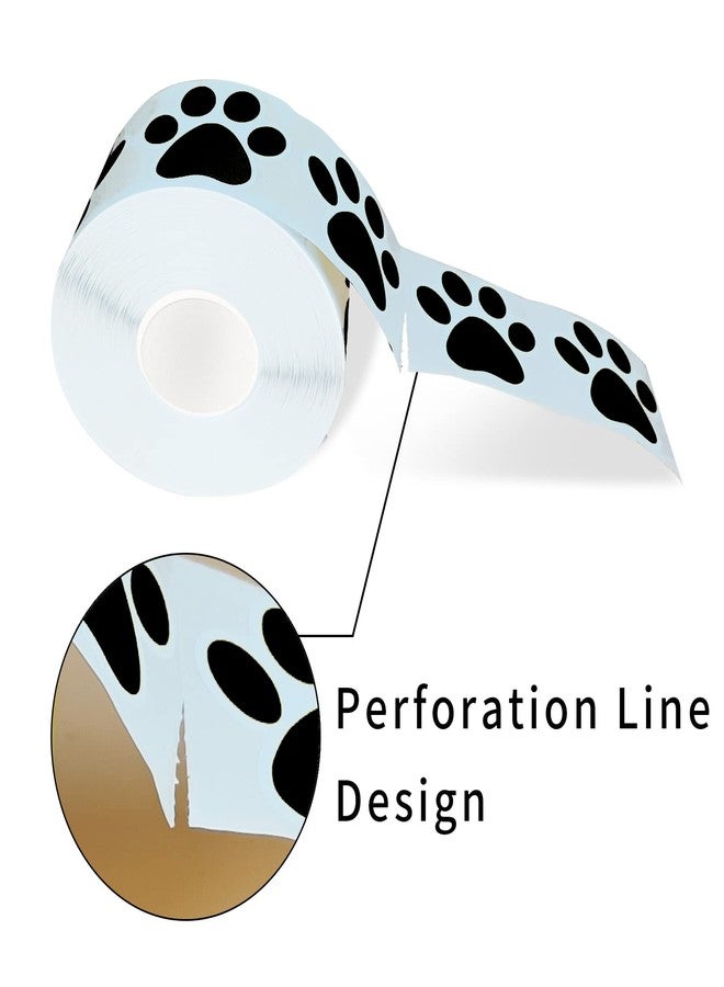 STARLIBOO Paw Print Stickers, 1.5 inch Dog Paw Stickers, 600pcs Puppy Paws Sticker, Clues Paws Print Sticker(Perforation Line/Black) - Image 2